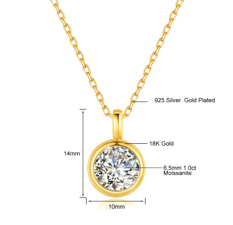 1 Carat Moissanite Diamond 18K 5d Gold Pendant Necklace for Woman – B1-GNC-02