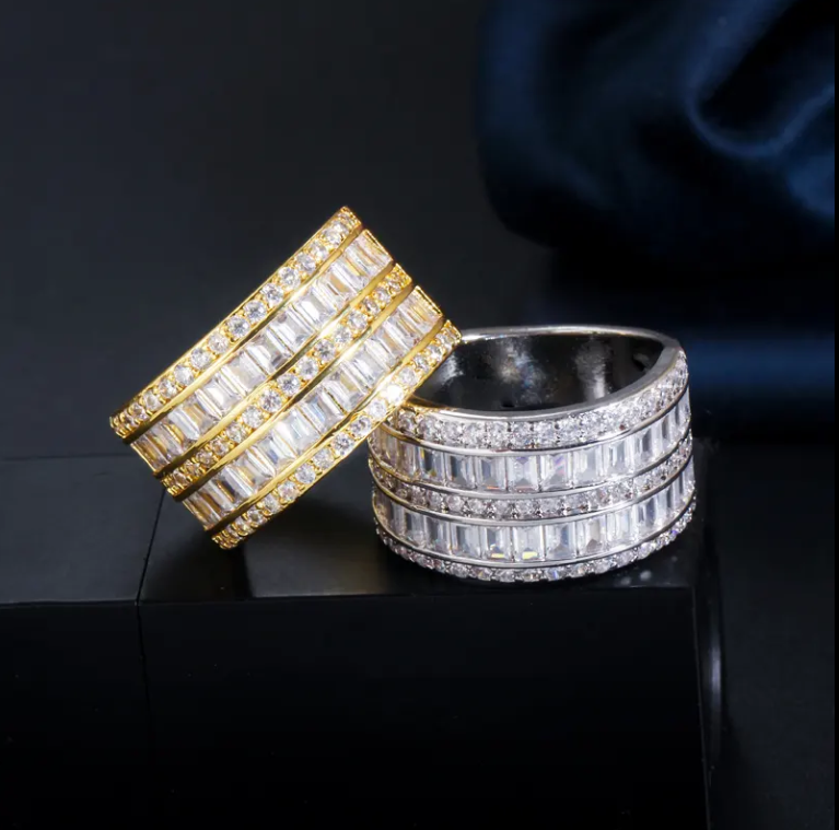 2 Row Gorgeous Cubic Zirconia Pave Engagement RING-RG-07
