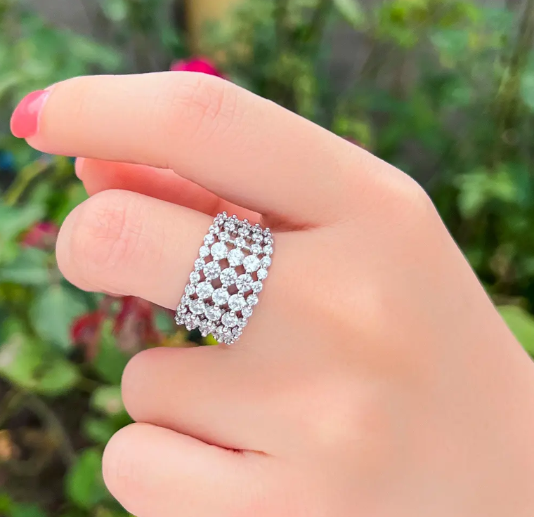 Luxury 5 Layers Cubic Zirconia Stone Paved Adjustable Tennis RING RG-10