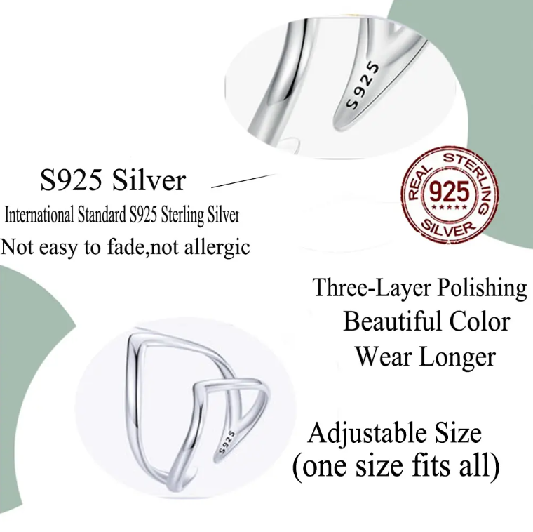 925 Sterling Silver Double-layer Adjustable Ring RG-24