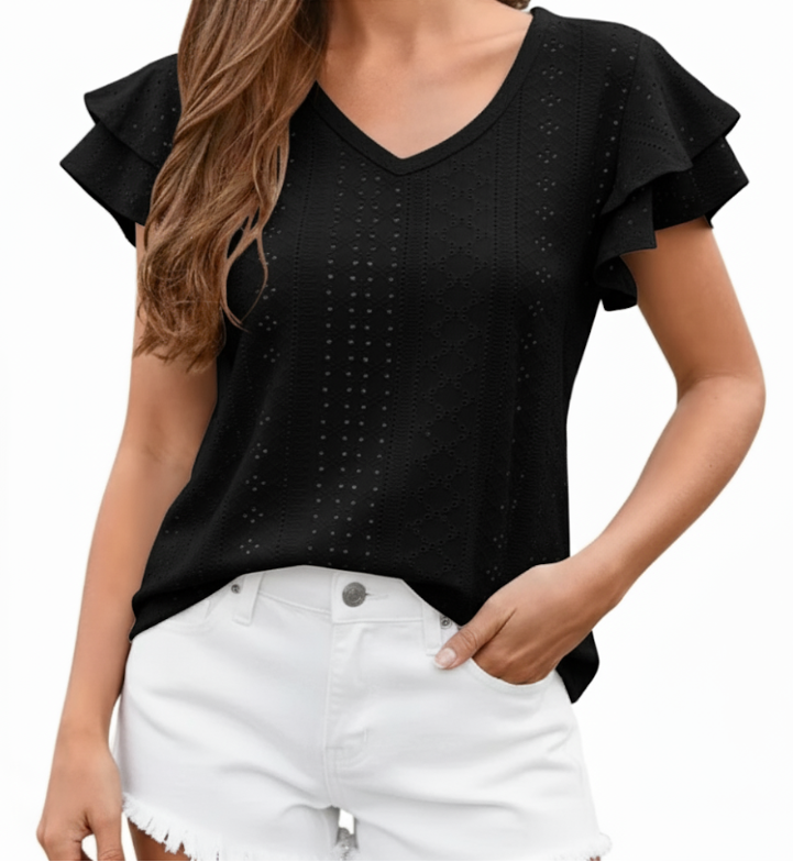 WOMEN’S Trendy V-neck Top SHIRT-BL124