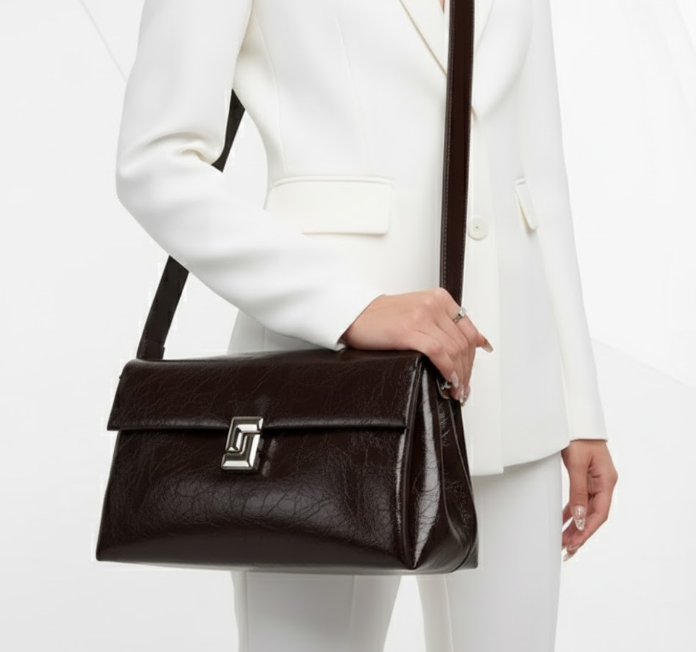 Timeless & Elegant Luxury Genuine Leather Flap Rectangular Shoulder Bag Handbag - B14-PURSE-75