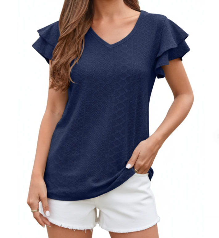 WOMEN’S Trendy V-neck Top SHIRT-BL124