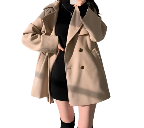 Trendy French Style Tied Waist Lapel Neckline Women's Jacket - B6-JKT-609