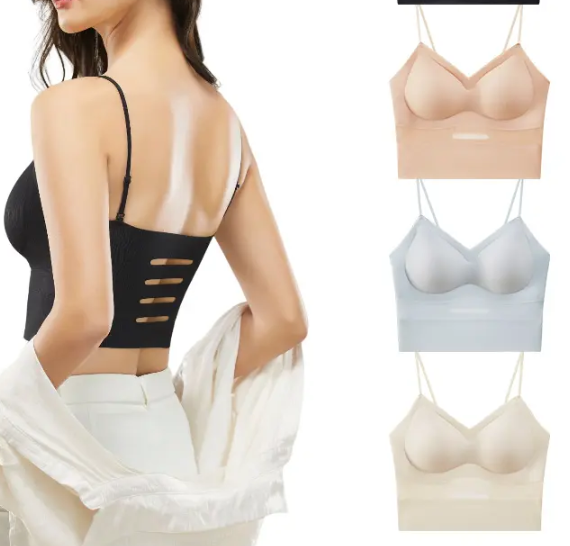 Women's Sleeveless Ribbed Racerback Crop Tank Tops, Padded Ice-Silk Tube Top - UGS-02-T-BRA-21