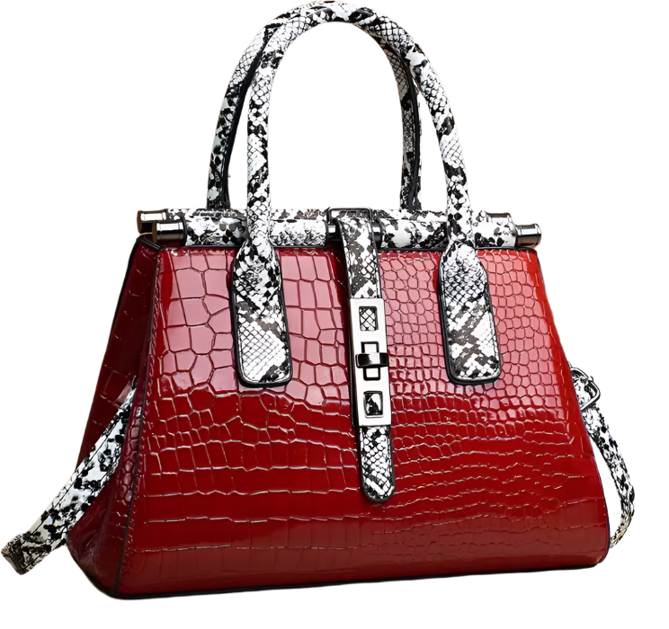Trendy Two-Tone Crocodile Pattern Shoulder Crossbody Handbag BAG- 188