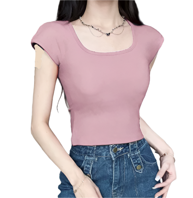 Pack of 3 - Padded T- Shirt Teen Girl's Start-up Bra, Short Sleeve Square Neck Padded Cotton Top for Girls - UGS-02-T-BRA-15