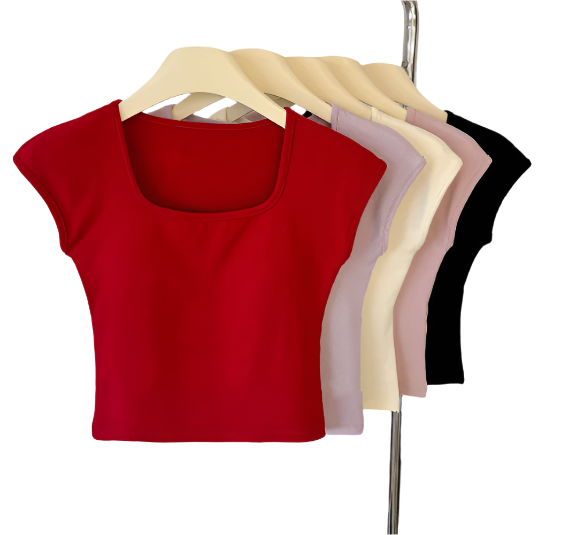 Pack of 3 - Padded T- Shirt Teen Girl's Start-up Bra, Short Sleeve Square Neck Padded Cotton Top for Girls - UGS-02-T-BRA-15