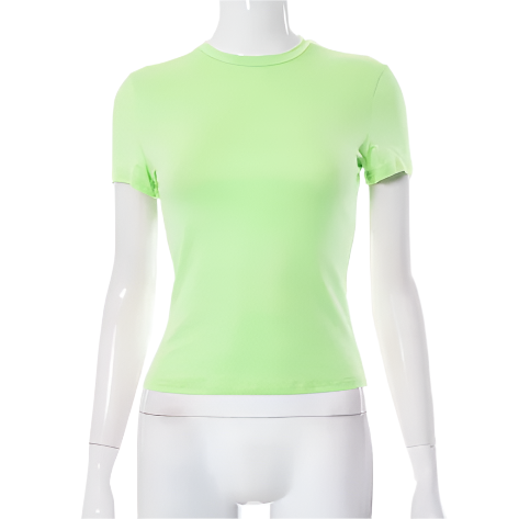 Round Neck Short Sleeved Basic Women's T-shirt -B6-TOP-B612
