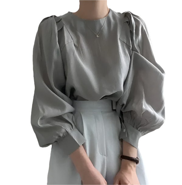 Trendy & Elegant Puff Long Sleeve Versatile Women's Shirt TOP-B1-BL-253