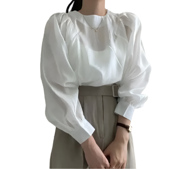 Trendy & Elegant Puff Long Sleeve Versatile Women's Shirt TOP-B1-BL-253