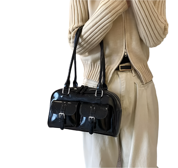 Trendy Double Pocket Front Shoulder Crossbody BAG-02
