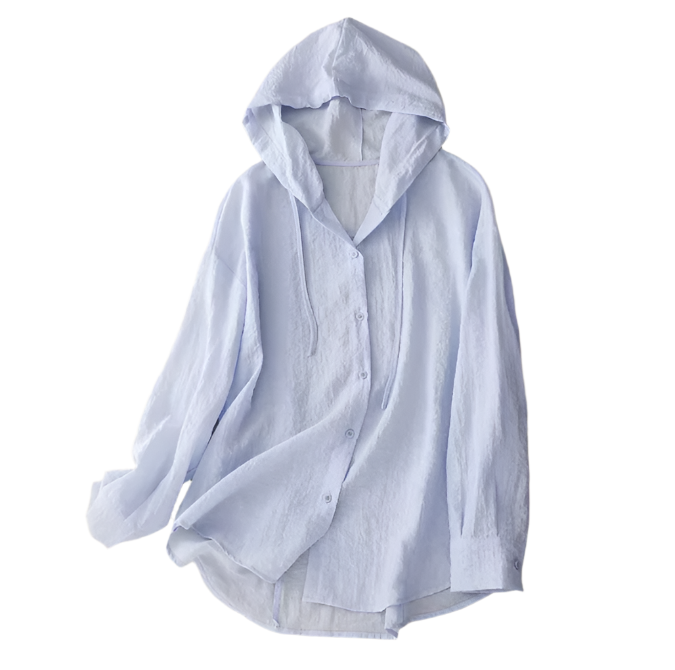 Trendy & Timeless Hooded Long Sleeve Thin Loose Fit Women's Shirt - B6-TOP-B681
