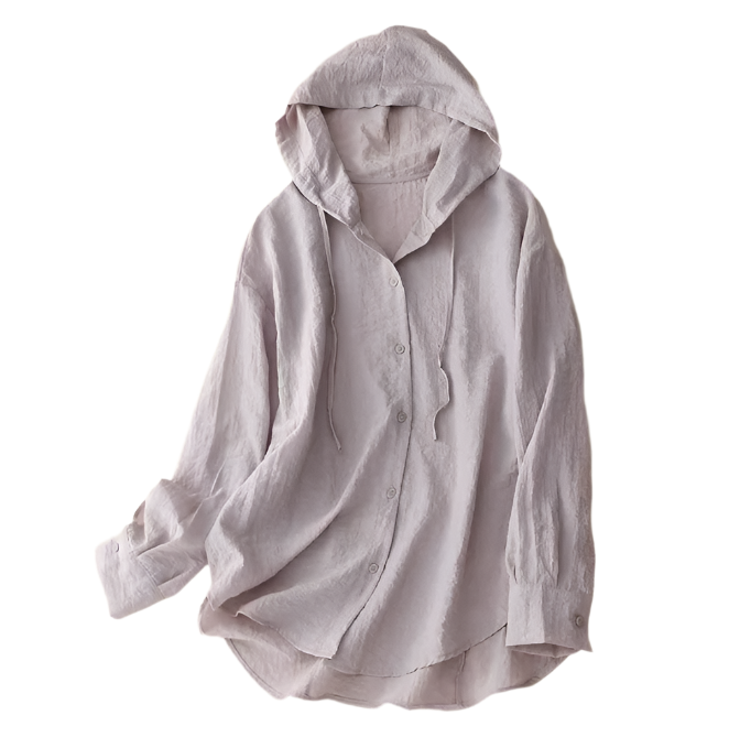 Trendy & Timeless Hooded Long Sleeve Thin Loose Fit Women's Shirt - B6-TOP-B681
