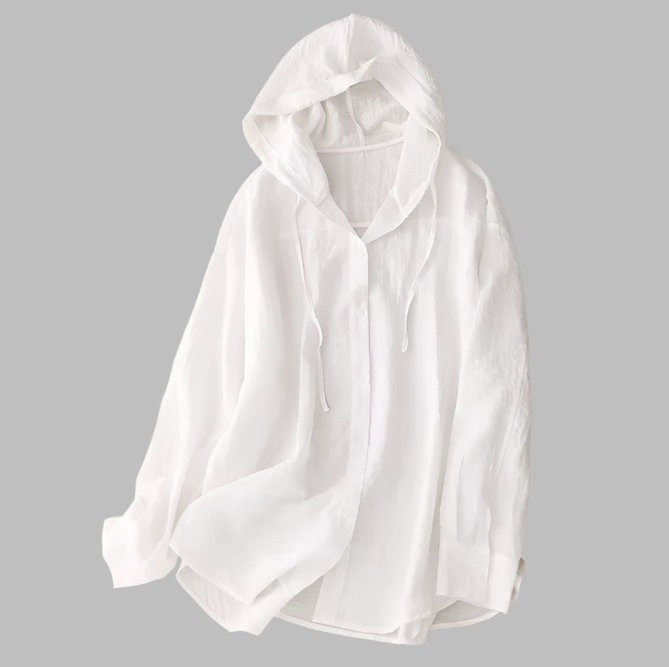 Trendy & Timeless Hooded Long Sleeve Thin Loose Fit Women's Shirt - B6-TOP-B681