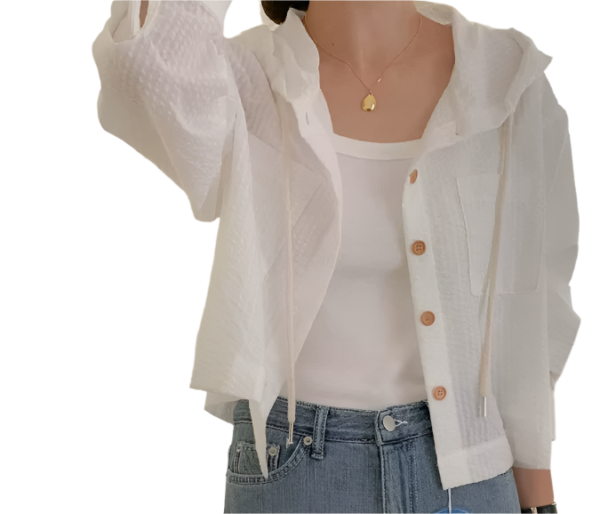 Trendy& Elegant Hooded Women's Shirt - B6-TOP-B703
