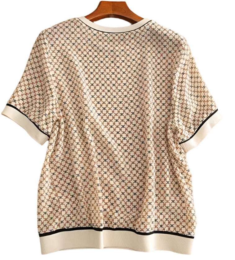 Trendy Silk Short Sleeve Women's Versatile Top - SM-9 - TOP -11