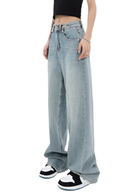 Trendy Wash High Waist Straight Leg Women's Jeans - B6-JP-609