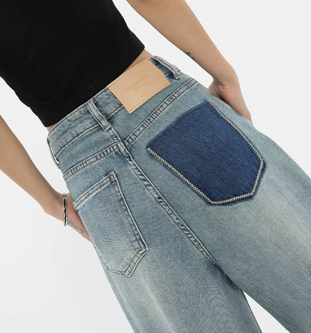 Trendy Wash High Waist Straight Leg Women's Jeans - B6-JP-609