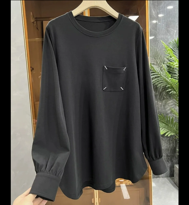 Trendy & Elegant Round Neck Long Loose Fit Cotton Women's T-shirt - B6-TOP-B605