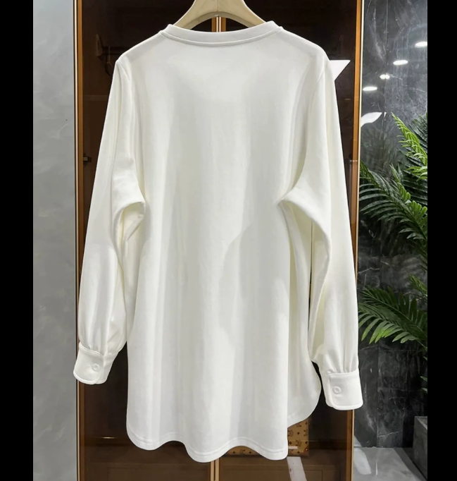 Trendy & Elegant Round Neck Long Loose Fit Cotton Women's T-shirt - B6-TOP-B605