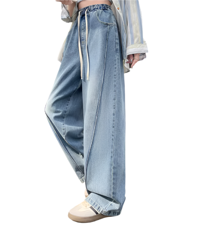 Trendy & Timeless High Waist Drawstring Wide Leg Women's Jeans - B6-JP-630
