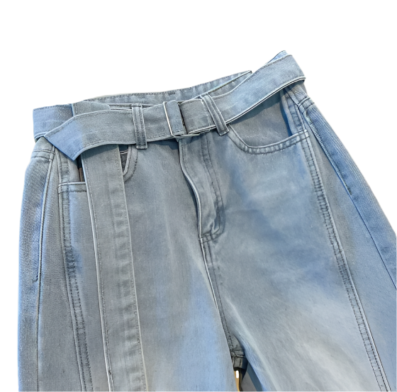 Trendy & Timeless High Waist Straight Leg with Belt Lace Women's Jeans - B6-JP-632