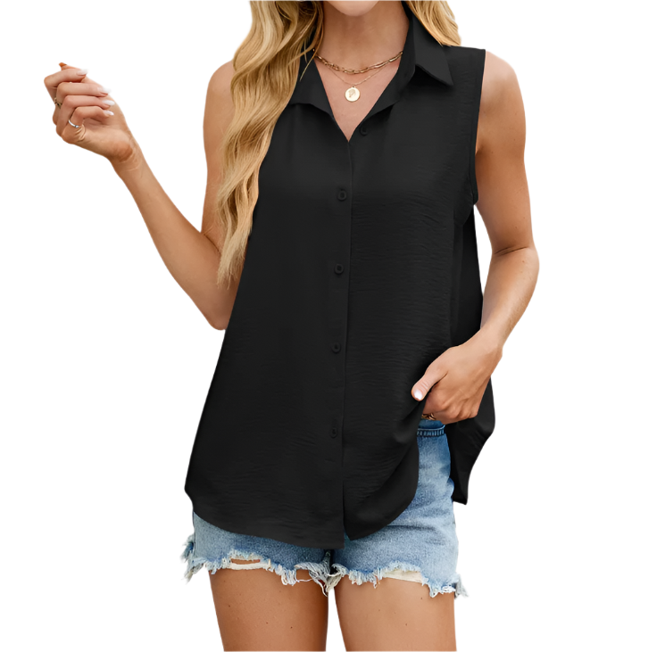 Trendy & Timeless Sleeveless Collar Shirt for Women TOP-B1-BL-233