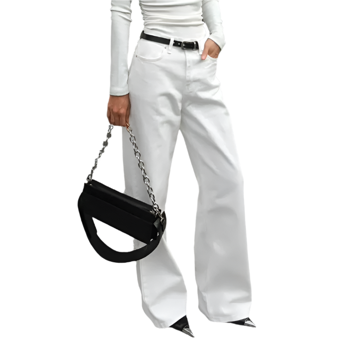 Trendy & Timeless White High Waist Straight Leg Versatile Women's Jeans - B6-JP-627