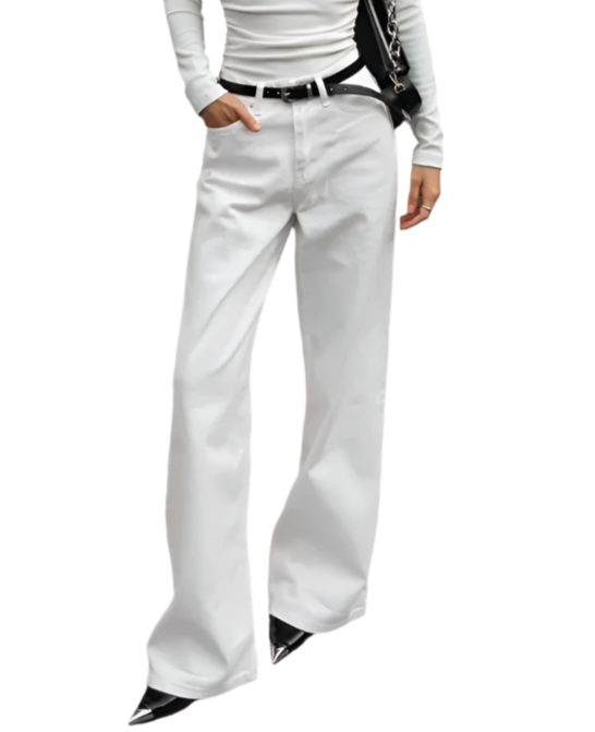 Trendy & Timeless White High Waist Straight Leg Versatile Women's Jeans - B6-JP-627