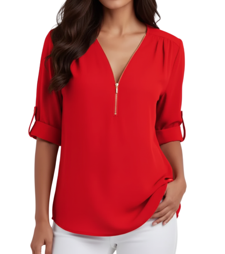 BPARAS- Trendy & Timeless Women's Zip-UP V-neck SHIRT-BL100 A
