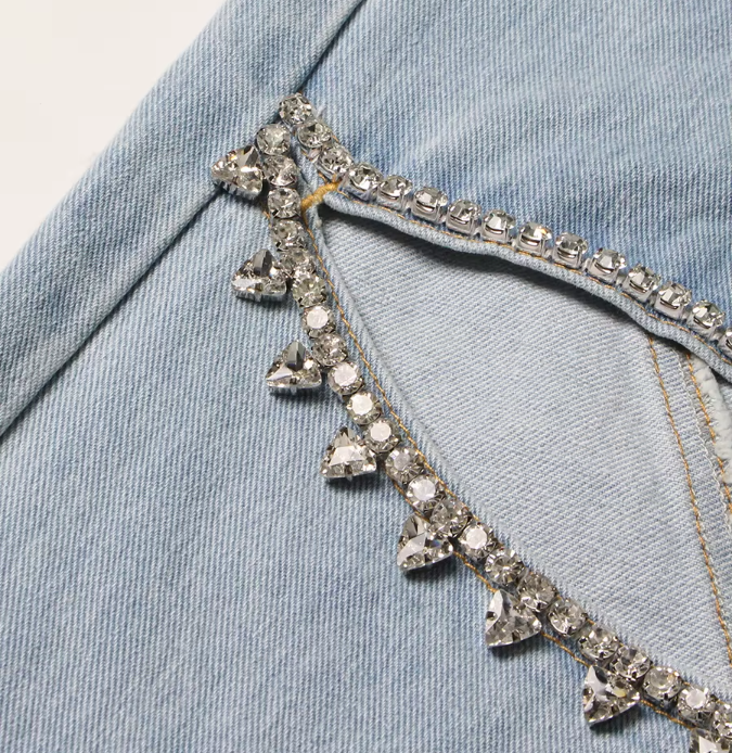 Trendy & Versatile Stud Bead Embroidered Straight Women's Jeans -B6-JP-606