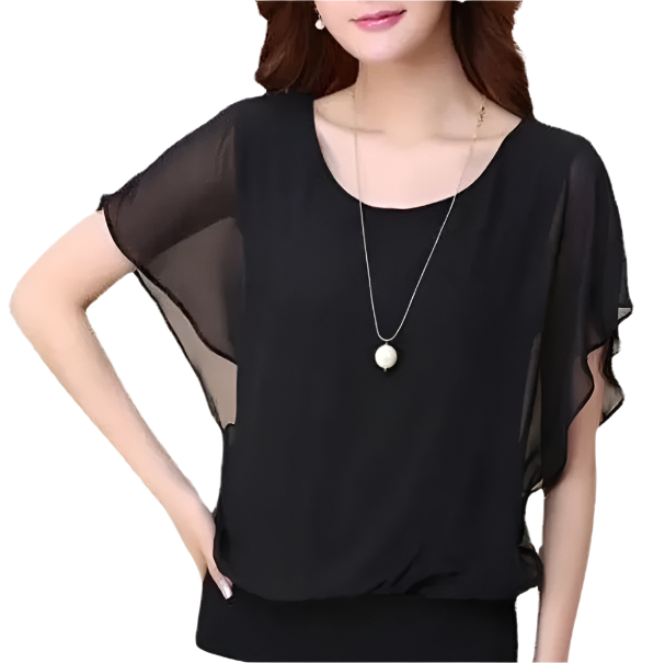 WOMEN'S Elegant Slim Bat Sleeve Chiffon Top SHIRT-BL120