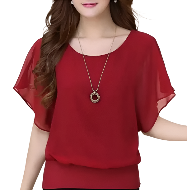 WOMEN'S Elegant Slim Bat Sleeve Chiffon Top SHIRT-BL120