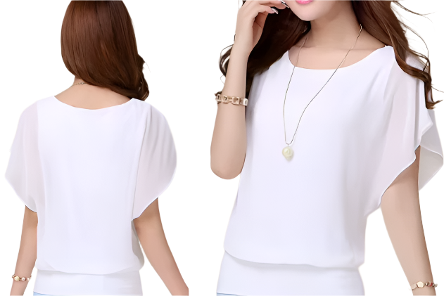 WOMEN'S Elegant Slim Bat Sleeve Chiffon Top SHIRT-BL120