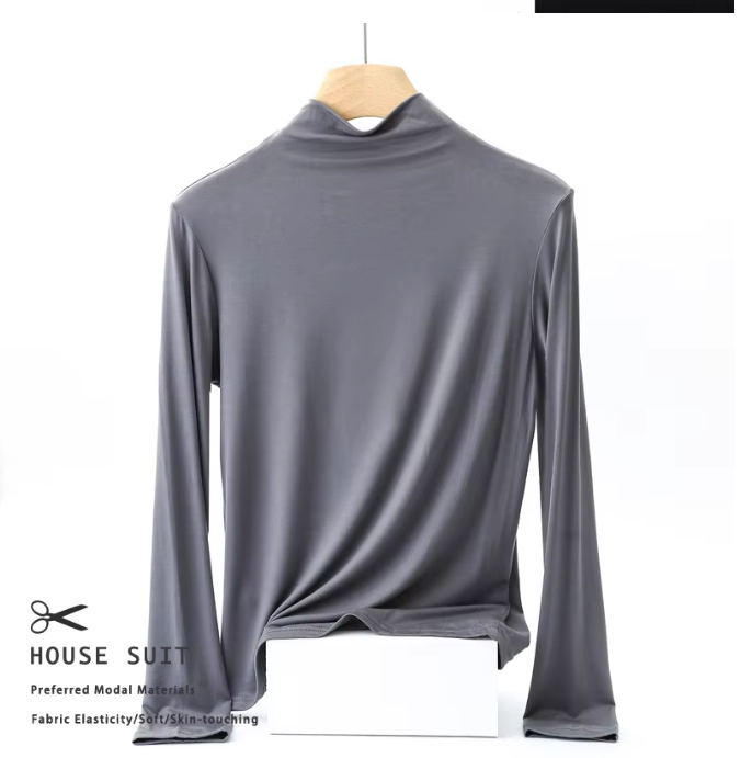 Women High Neck Long Sleeve SOFT & Stretchy Shirt B2-BL-1014
