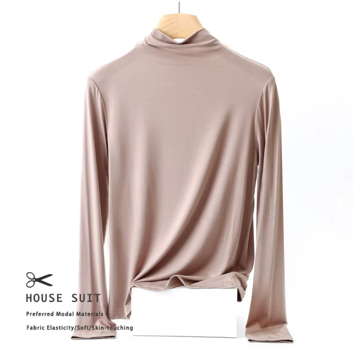 Women High Neck Long Sleeve SOFT & Stretchy Shirt B2-BL-1014