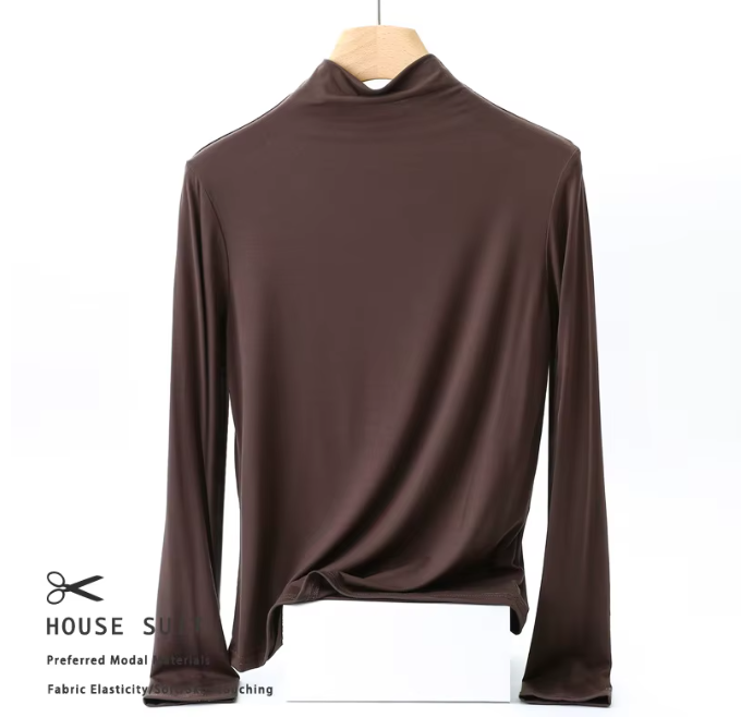 Women High Neck Long Sleeve SOFT & Stretchy Shirt B2-BL-1014