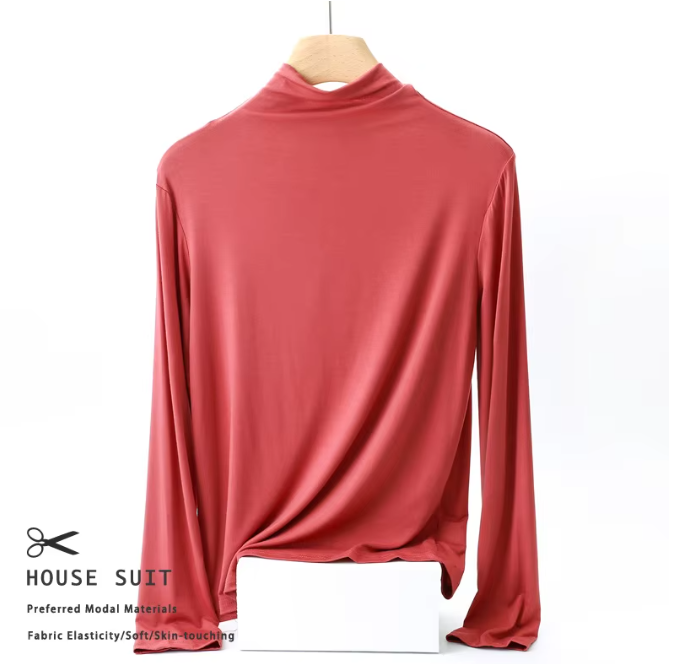 Women High Neck Long Sleeve SOFT & Stretchy Shirt B2-BL-1014