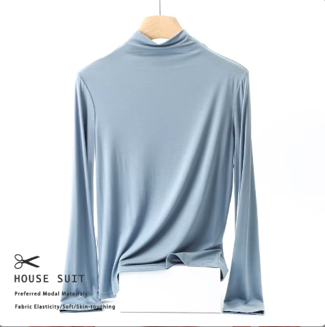 Women High Neck Long Sleeve SOFT & Stretchy Shirt B2-BL-1014