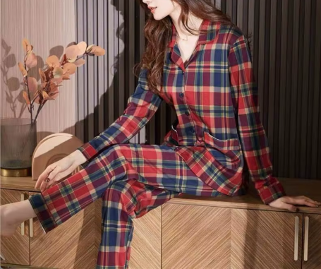 Women's 100% Cotton Long Sleeve PAJAMAS-PJS-22