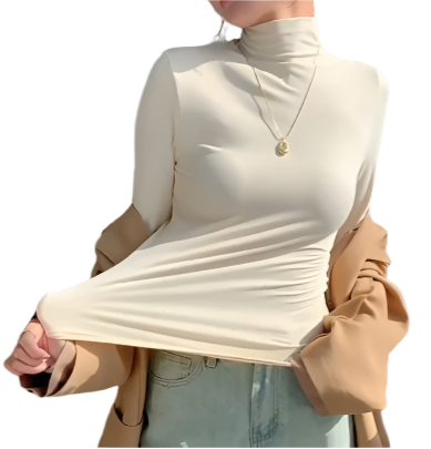 Women's Trendy High Neck Long Sleeve SOFT & Stretchy Shirt - B2-BL-1016