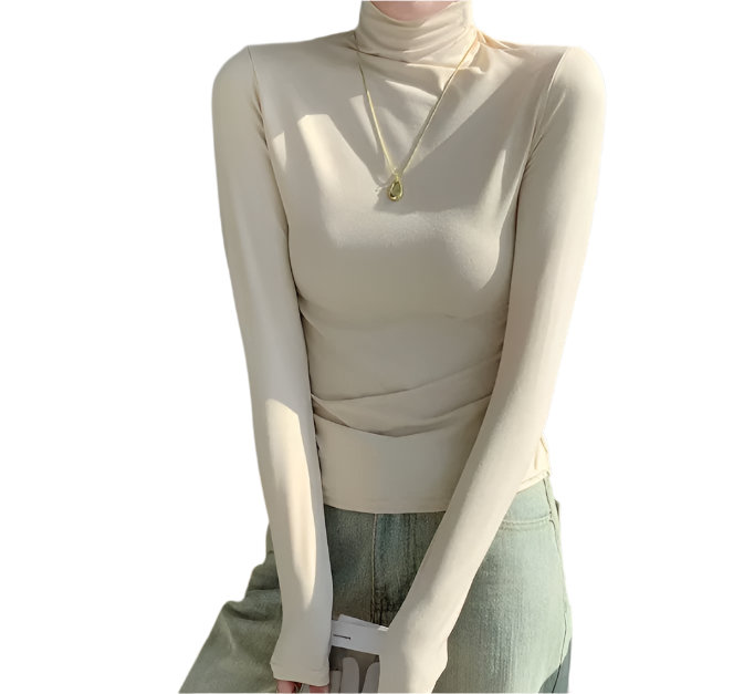 Women's Trendy High Neck Long Sleeve SOFT & Stretchy Shirt - B2-BL-1016
