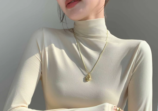 Women's Trendy High Neck Long Sleeve SOFT & Stretchy Shirt - B2-BL-1016