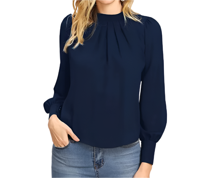 Trendy & Timeless Women's Elegant Long Sleeve Round Neck Chiffon Blouse SHIRT-BL127