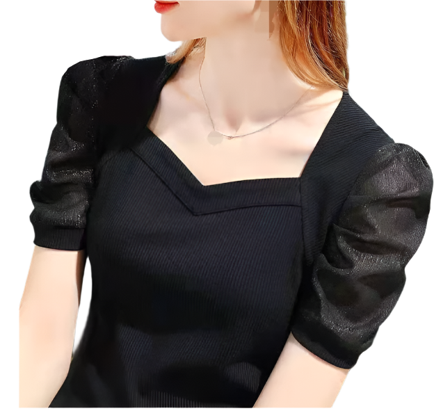 Trendy & Timeless Women's Elegant Short Sleeve Top SHIRT-BL133