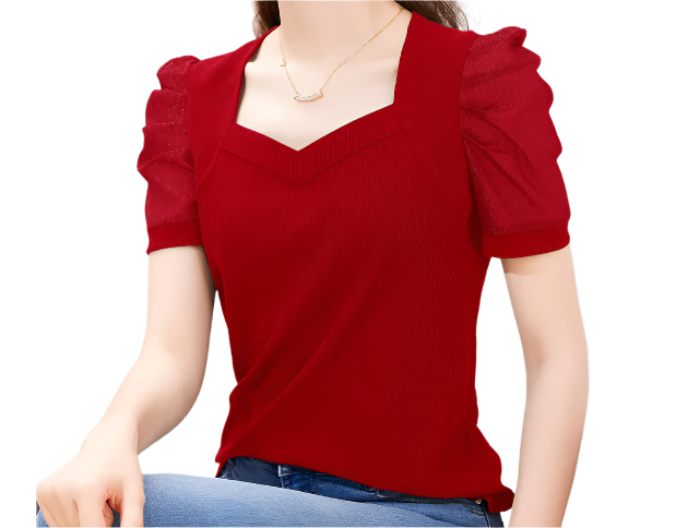 Trendy & Timeless Women's Elegant Short Sleeve Top SHIRT-BL133