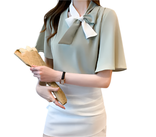 Women's Trendy & Elegant V-neck Short Sleeve Chiffon SHIRT-BL116