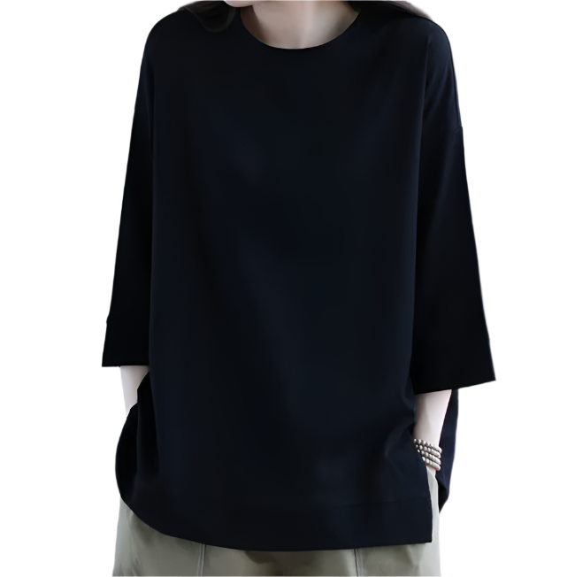 Women’s High Quality O Neck 100% Pure Cotton Loose Fit Top SHIRT-BL110