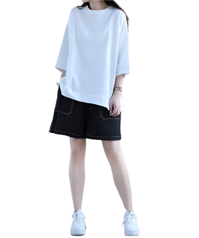 Women’s High Quality O Neck 100% Pure Cotton Loose Fit Top SHIRT-BL110